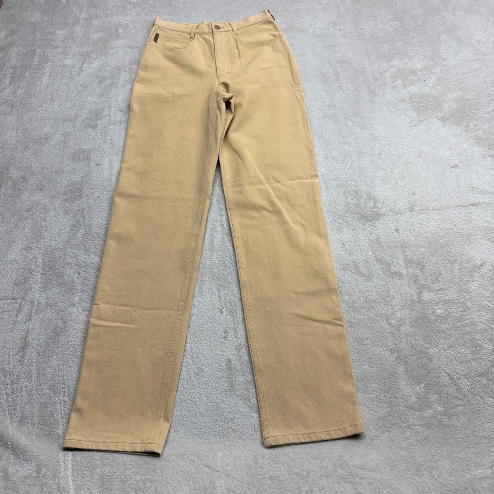Bogner Straight Julie Pants Women 4 Long Tan Cotton Blend Stretch Preppy Trouser